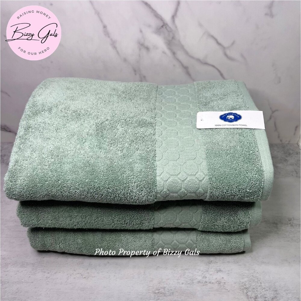 John Robshaw 3 Green Bath Towels Set